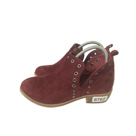 TC women's size 6 Burgundy Suede Ankle Boots With Silver Eyelet Detailing - Picture 2 of 8